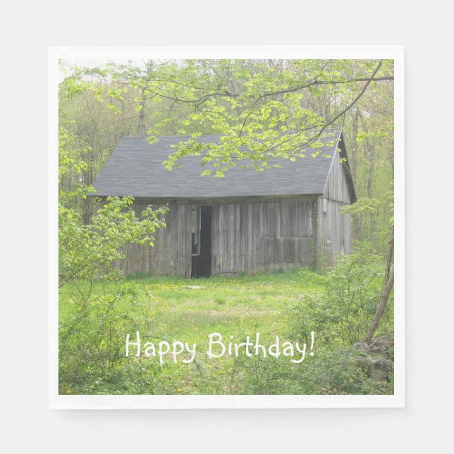 Happy Birthday Country Barn Napkin (Front)