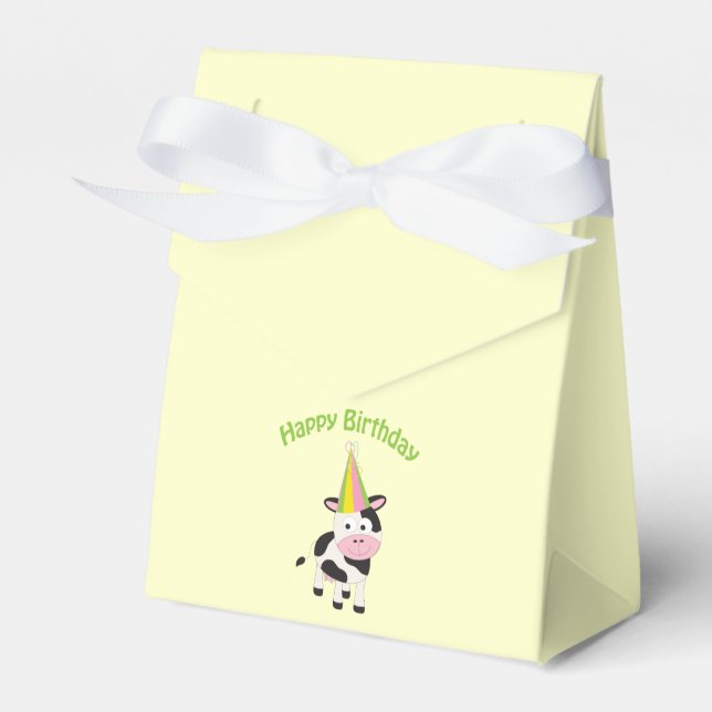 Happy birthday cow favor box (Front Side)