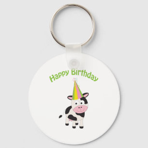 Happy birthday cow keychain