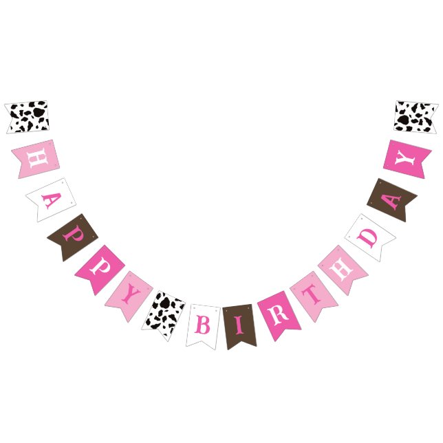Happy Birthday Cow Print Bunting Flags (All)