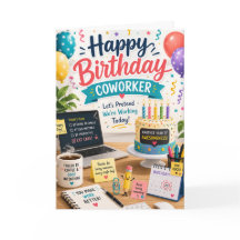 Happy Birthday Coworker Office Humour Greeting Car