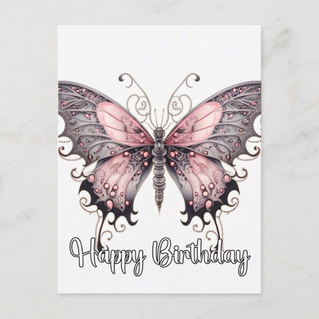 Happy Birthday Creative Butterfly Design Holiday Postcard (Front)