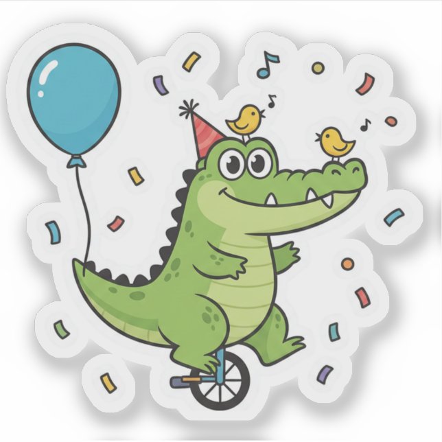 Happy Birthday Crocodile Circus Theme Cartoon (Front)