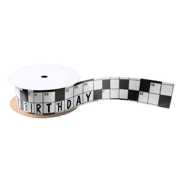 Happy Birthday Crossword Puzzle Satin Ribbon (Spool)