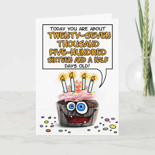 Happy Birthday Cupcake - 75 years old Card (Front)