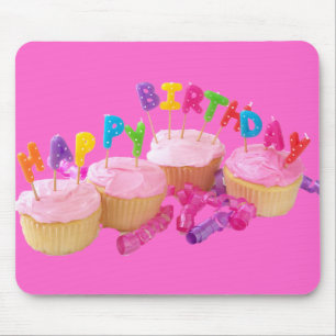 Happy Birthday Cupcake and Candles Mouse Pad