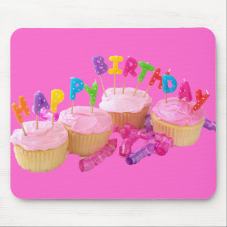 Happy Birthday Cupcake and Candles Mouse Pad
