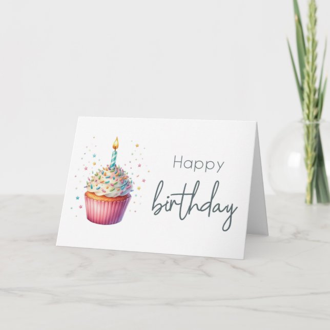 Happy Birthday Cupcake Card (Front)