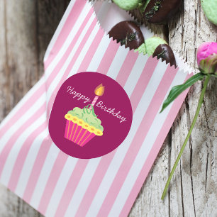 Happy Birthday Cupcake Classic Round Sticker