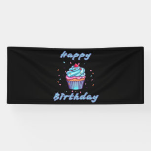 Happy Birthday Cupcake Confetti 2.5x6 Vinyl Banner