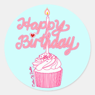 Happy Birthday Cupcake Doodle Art Sticker