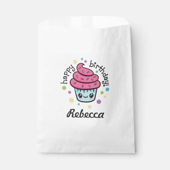 Happy Birthday Cupcake favour bag (Front)