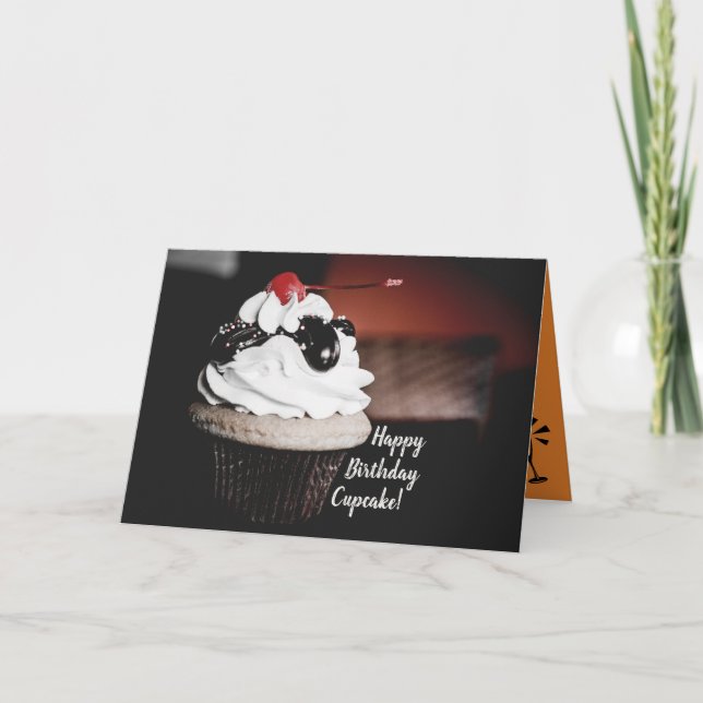 Happy Birthday Cupcake Greeting Card (Front)