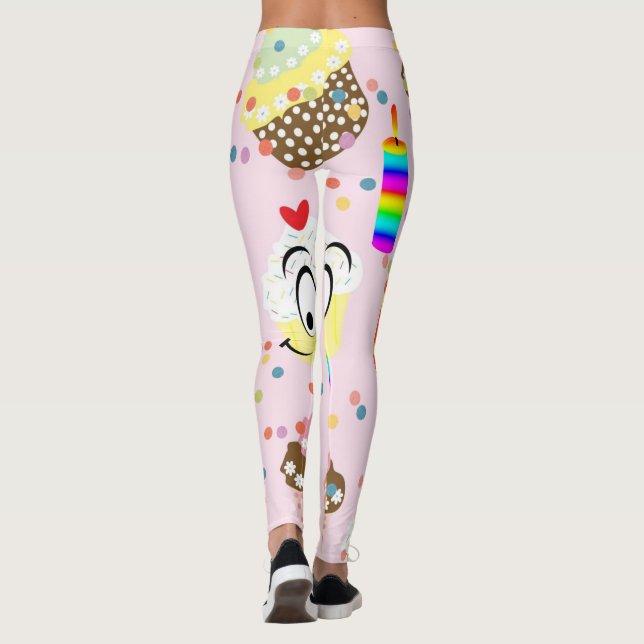 Happy Birthday Cupcake Leggings (Back)