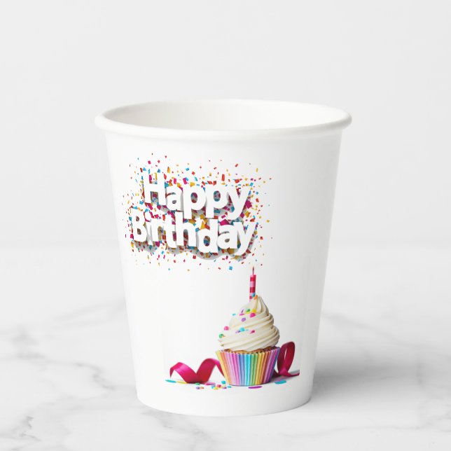 Happy Birthday Cupcake Paper Cups (Front)