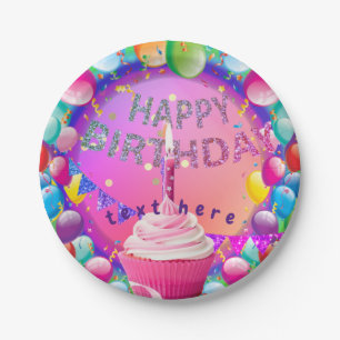 Happy Birthday Cupcake Paper Plate