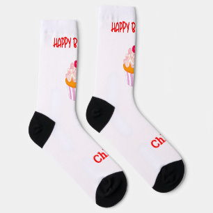 Happy Birthday Cupcake Personalized with Name  Socks