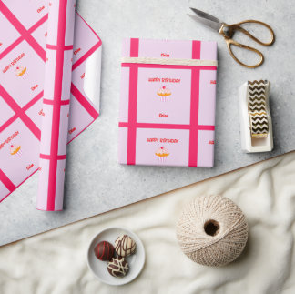 Happy Birthday Cupcake Personalized with Name  Wrapping Paper