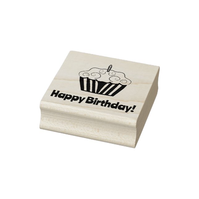 Happy Birthday Cupcake Rubber Stamp (Stamp)