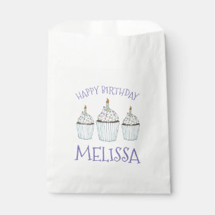 Happy Birthday Cupcake Sprinkles Frosting Candle Favour Bag
