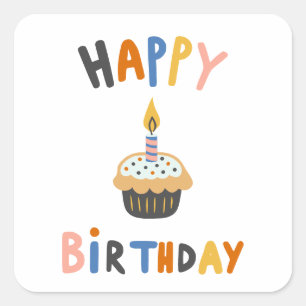 Happy Birthday cupcake Square Sticker