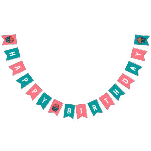 Happy Birthday Cupcake Theme Birthday Party  Bunting Flags