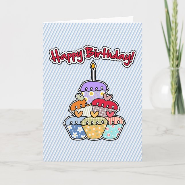 Happy Birthday Cupcakes Card (Front)