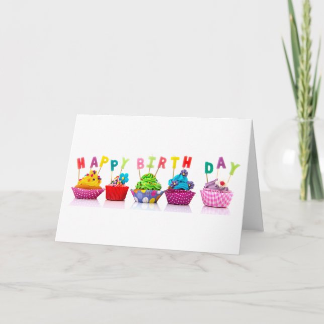 Happy Birthday Cupcakes Card (Front)