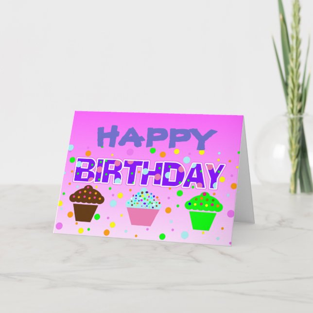 Happy Birthday Cupcakes Cards (Front)