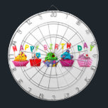 Happy Birthday Cupcakes Dartboard<br><div class="desc">Celebrate the Birthday Child/Adult with a special,  festive,  sweet,  cupcake picture. Fun and Colourful</div>