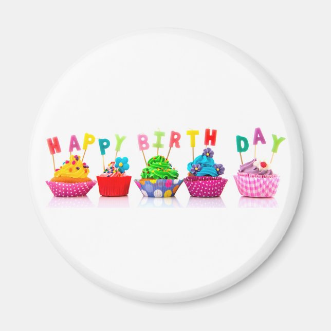 Happy Birthday Cupcakes - Magnet (Front)