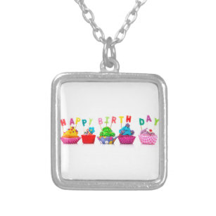 Happy Birthday Cupcakes - Necklace