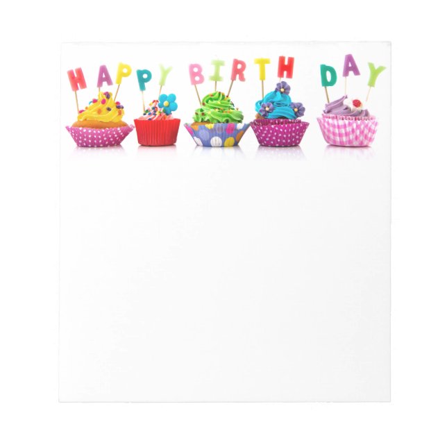 Happy Birthday Cupcakes Notepad (Front)
