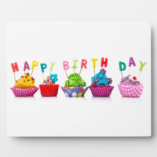Happy Birthday Cupcakes Plaque (Front)