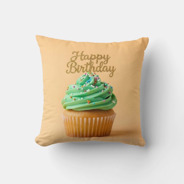 Happy Birthday cupcakes Throw Pillow (Front)