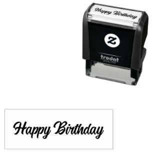 Happy Birthday Cursive Script Text Self-inking Stamp