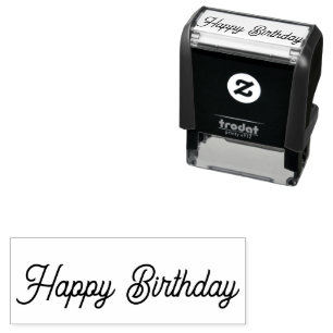 Happy Birthday Cursive Script Text Template Self-inking Stamp