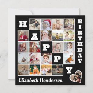 Happy Birthday Custom 21 Photo Collage Gift Holiday Card