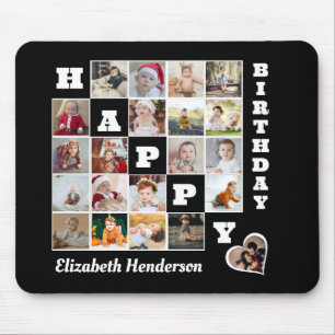 Happy Birthday Custom 21 Photo Collage Gift Mouse Pad