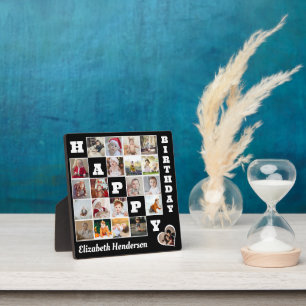 Happy Birthday Custom 21 Photo Collage Gift Plaque