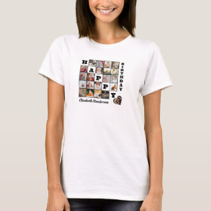 Happy Birthday Custom 21 Photo Collage Gift T-Shirt