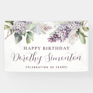 Happy Birthday Custom Banner Purple Floral 30th