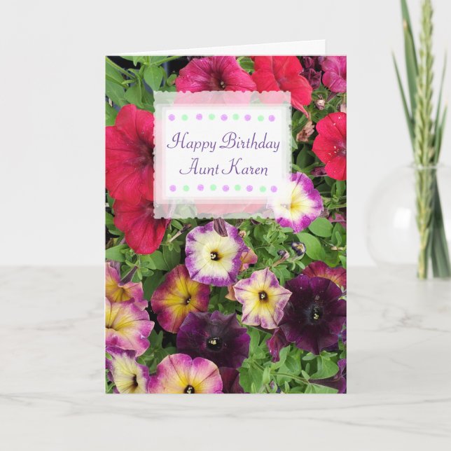 Happy Birthday Custom Card Pretty Flowers (Front)