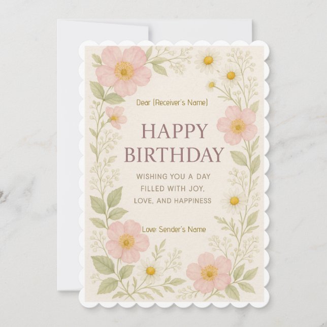 Happy Birthday Custom Digital Card (Front)