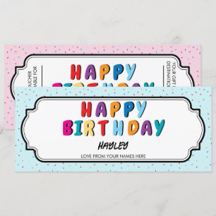 Happy Birthday Custom Gift Certificate Voucher