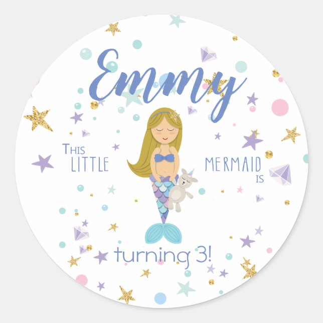 Happy Birthday Custom Little Mermaid Stickers (Front)