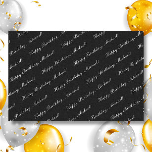 Happy Birthday Custom Name Elegant Black Tissue Paper