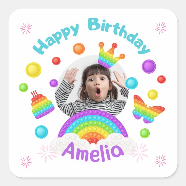 happy birthday custom name kids sticker (Front)