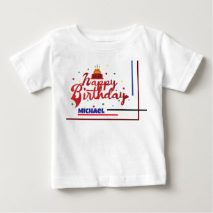 Happy Birthday Custom Name Modern Elegant Gift Baby T-Shirt