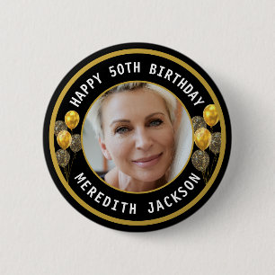 Happy Birthday Custom Photo Elegant Personalized 2 Inch Round Button